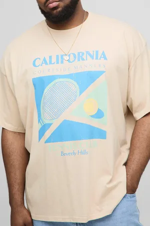 Boohoo Mens Plus Oversized California Tennis Club Print T-Shirt
