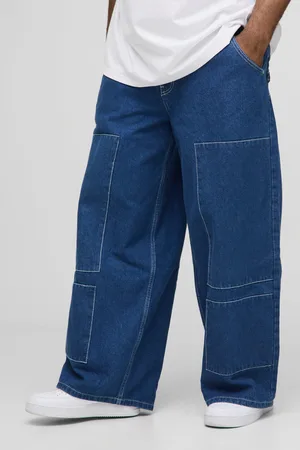 Boohoo Mens Plus Baggy Carpenter Pocket Denim Jeans