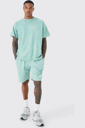 Boohoo Mens Oversized Overdyed Puff Print T-shirt Set