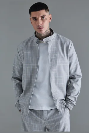Boohoo Mens Tall Check Tailored Wide Leg Trousers
