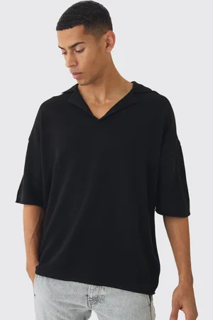Boohoo Mens Oversized Dropped Shoulder Knitted Polo Shirt