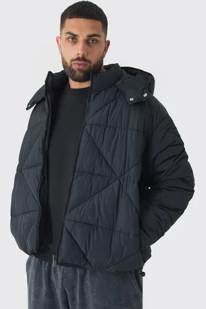 Boohoo Mens Plus Abstract Quilted Puffer Jacket In