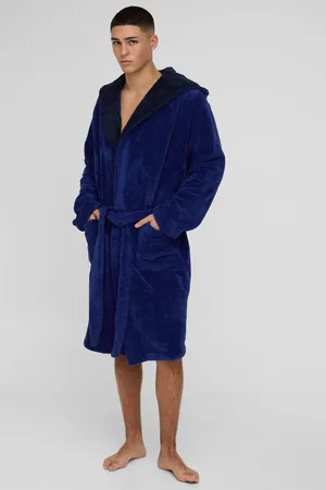 Boohoo Mens Borg Lined Hooded Dressing Gown