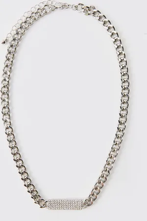 Boohoo Mens Iced Tab Necklace