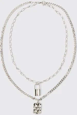Boohoo Mens Layered Lock Necklace