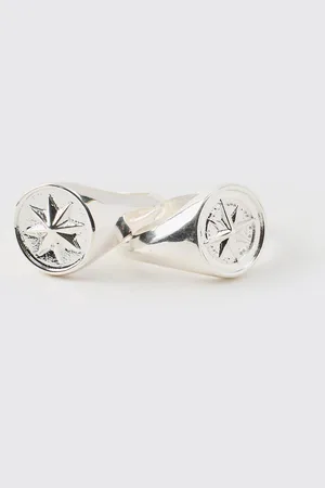 Boohoo Mens Compass Rings In A 2 Pack