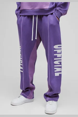 Boohoo Mens Oversized Contrast Stitch Colour Block Official Embroidered Jogger