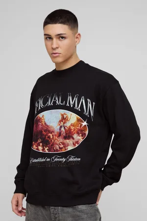 Boohoo Mens Oversized Official Man Renaissance Graphic Sweatshirt