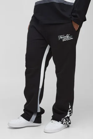 Boohoo Mens Plus Slim Stacked Flare Star Print Gusset Joggers