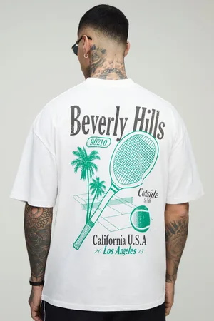 Boohoo Mens Tall Oversized Beverly Hills Courtside Palm Printed T-Shirt