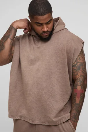Boohoo Mens Plus Oversized Boxy Sleeveless Acid Wash Hoodie