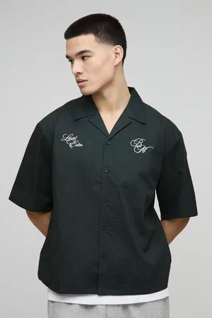 Boohoo Mens Oversized BM Peached Cotton Revere Shirt