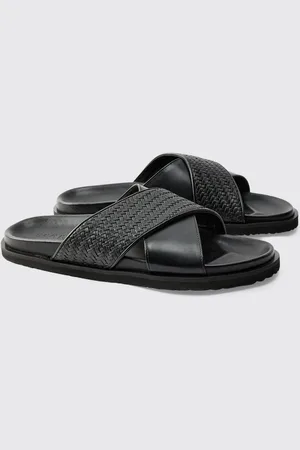 Boohoo Mens Faux Leather Woven Mix Sandal
