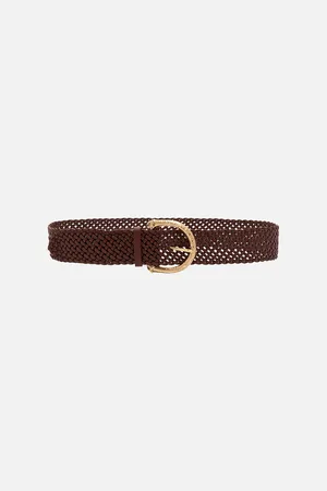 Camilla Braided Leopard Buckle Belt Tan, L
