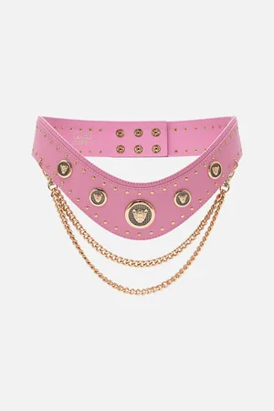 Camilla Belt with Leopard Hardware and Chains Solid , M