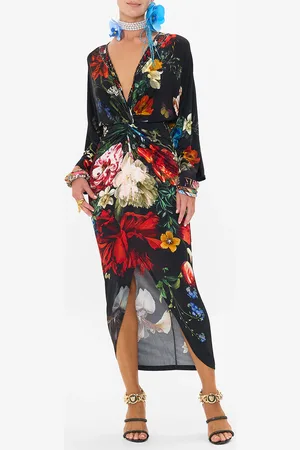 Camilla Long Split Front Twist Dress a Still Life, M