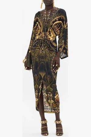 Camilla Long Split Front Twist Dress Nouveau Noir, XXS