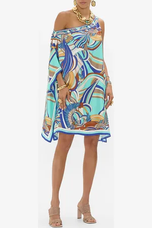 Camilla One Shoulder Short Kaftan Oasis Oracle, S/M