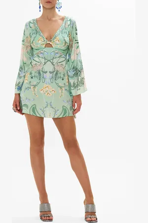 Camilla Long Sleeve Twist Short Dress Dreaming in Dutch, XXS