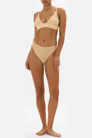 Camilla Mesh High Waist High Leg Brief Solid Nude, M