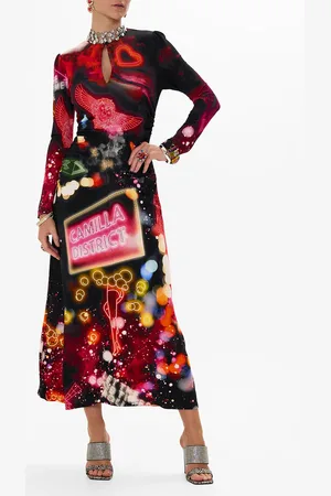Camilla Gathered Jersey Long Dress Electric Loveland, L