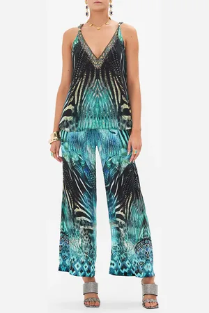 Camilla Tank Top with Strap Bead Detail Azure Allure, L