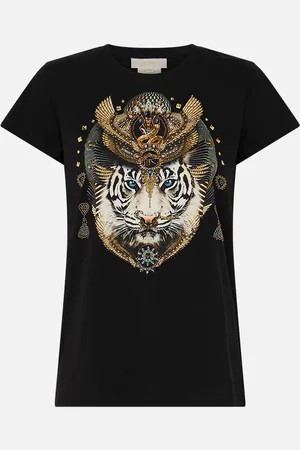 Camilla Slim Fit Round Neck T-Shirt - Blk/Gold Call Me Cleopatra, XXL