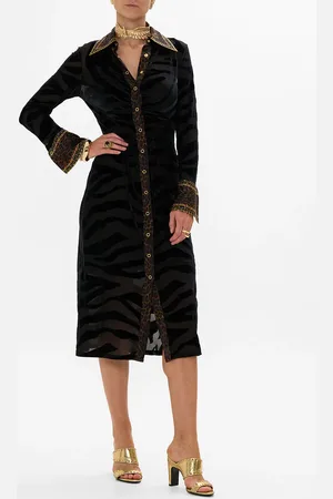 Camilla Stretch Velvet Animal Shirt Dress Amsterglam, XL