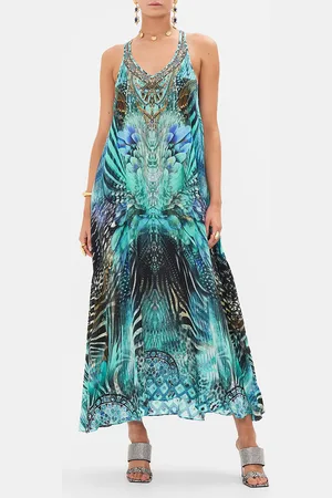 Camilla V Neck Racerback Dress Azure Allure, L