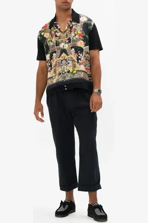 Camilla Knit Sleeve Silk Shirt Adorned in Alexandria, XXL