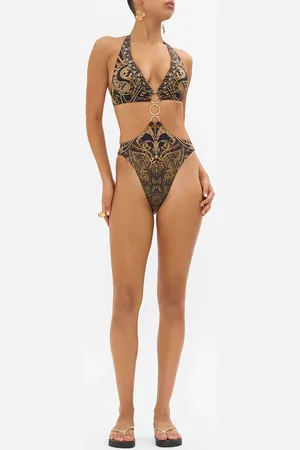 Camilla Tri-Ring Front Cut Out One-Piece Nouveau Noir, XS