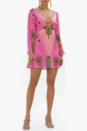 Camilla Long Sleeve Twist Short Dress Song of the Scarab, S