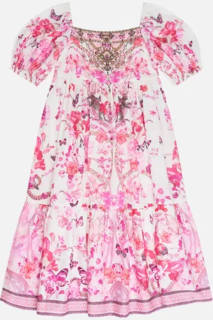 Camilla Kids Midi Dress with Puff Sleeve 4-10 Botanical Novella, 10