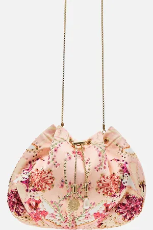 Camilla Drawstring Pouch with Chain Strap Blossoms and Brushstrokes, O/S