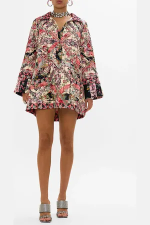Camilla Long Sleeve Tunic with Rhinestone Crystals Patchwork Poetry, XXS