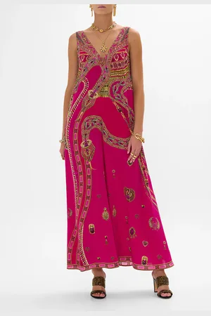 Camilla V Neck Flared Jumpsuit Kissed by a Cobra, XXS