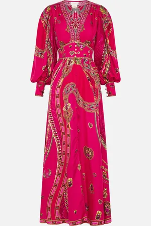 Camilla Shaped Waistband Dress with Gathered Sleeves Kissed by a Cobra, 3XL