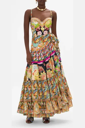 Camilla Wrap Skirt with Gathered Panels Sundowners in Sicily, L/XL