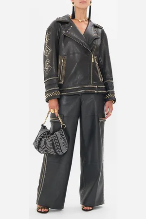 Camilla Oversized Leather Biker Jacket they Called Her Nefertari, S
