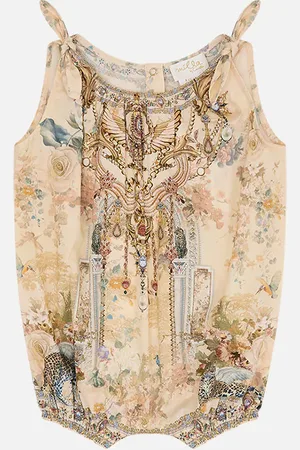 Camilla Babies Tie Shoulder Romper Adorned in Antiquity, 6/12MTHS