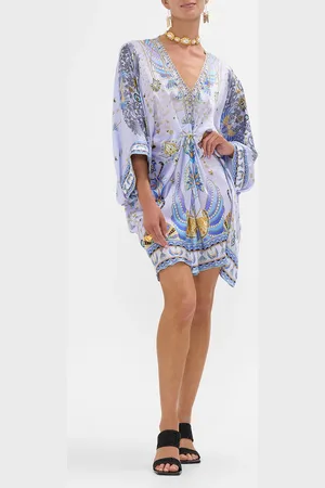 Camilla Pierced V Neck Short Kaftan Under Scarab Skies, O/S