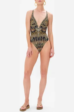 Camilla High Tri One Piece with Front Trim Masked at Moonlight, M