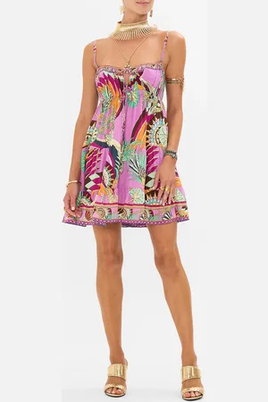 Camilla Gathered Bust Tiered Mini Dress Giza Goddess, L