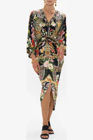 Camilla Long Split Front Twist Dress Adorned in Alexandria, L