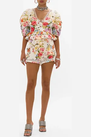 Camilla High Waisted Shorts with Lace Insert Sew Yesterday, S