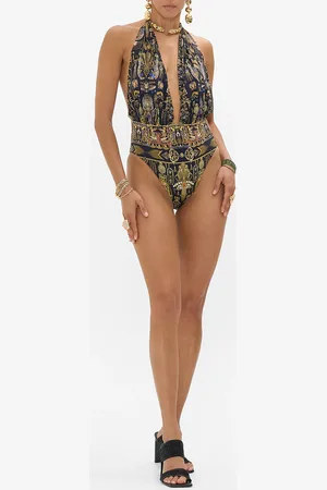 Camilla Plunge Bodysuit with Neck Trim Cartouche Kingdom, S