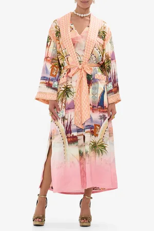 Camilla Long Robe with Flared Sleeve Millas Got Mail, O/S