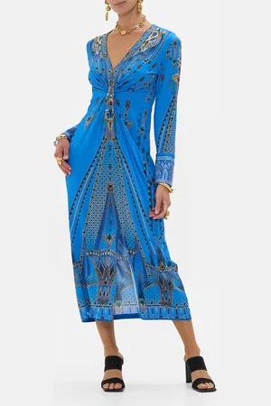 Camilla Long V Neck Twist Front Jersey Dress Archival Revival, S