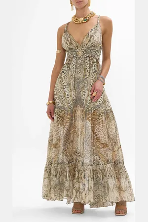 Camilla Bead Strap Gathered Panel Dress the Throne Room, XS