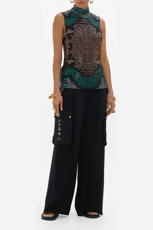 Camilla Sleeveless Jersey Turtleneck with Buttons Other Side of the Oasis, XS